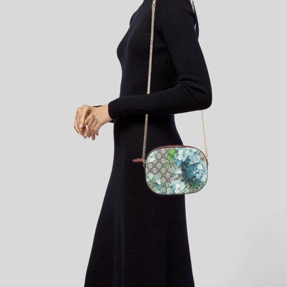 Gucci Chain Crossbody Bag Blooms Print GG Coated Canvas Mini - Picture 4 of 13